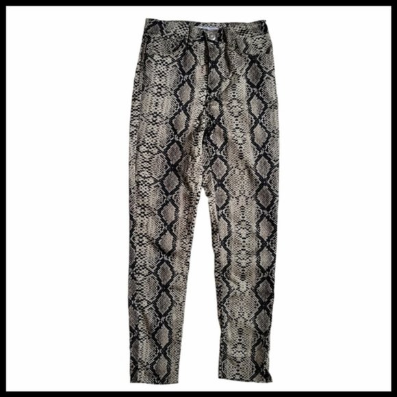 Zara Snakeskin Patterned Cropped Pants - Picture 1 of 10